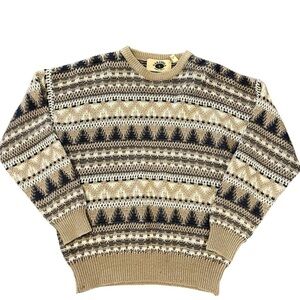 SARATOGA WOOL Nordic Pattern Crewneck Pullover Sweater Robert Peritz Men’s Large